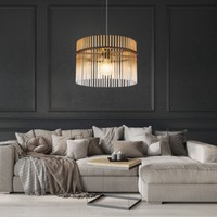 Pendellampe HäNgeleuchte Wohnzimmerleuchte Glas StäBe Amber 1 Flammig H 150 Cm