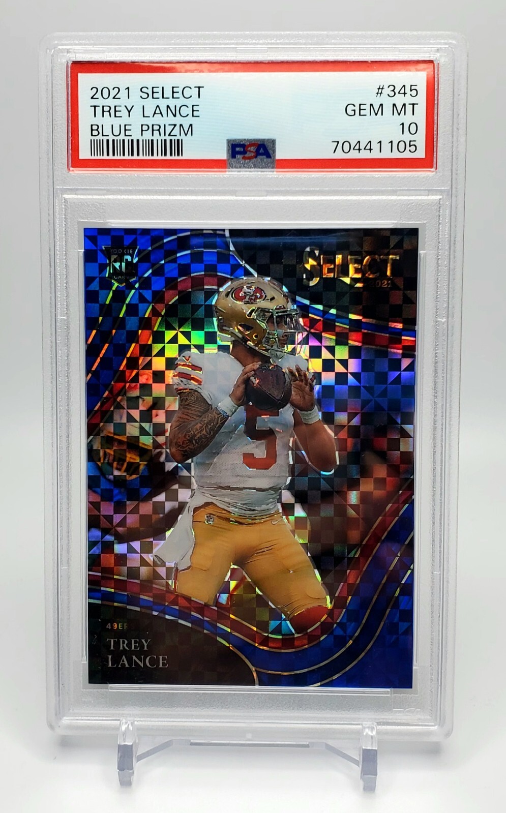 2021 49ers Trey Lance RC Select Field Level Blue Prizm # /49 PSA 10