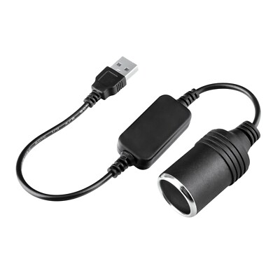 USB A Male to 12V Car Cigarette Lighter Socket Female Converter Cable
