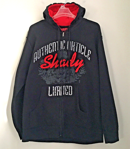 Felpa con cappuccio vintage Y2K Shady LTD full zip uomo 2XL nero rosso scrpt pesante Eminem - Foto 3 di 12