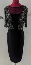 Gina Bacconi Black Stretch Bodycon Embellished Half Sleeve Dress UK Size 14