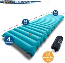Zooobelives Airlive 2000 Air Sleeping Pad with built-in Pump 74x24x4 Inflatable