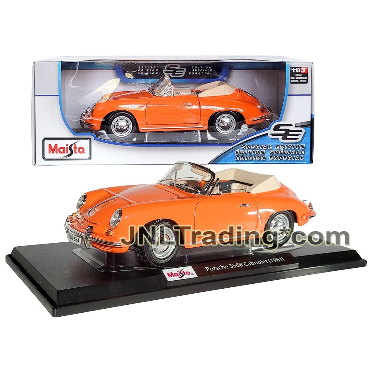 Maisto Special Edition 1:18 Die Cast Orange 1961 PORSCHE 356B