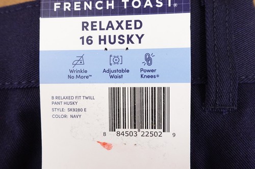 French Toast Boys Size 16 Husky Relaxed Navy Twill Straight Uniform Pants NWT - Picture 2 of 10
