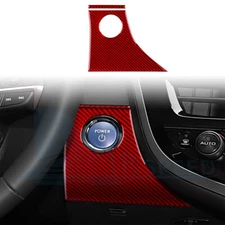 Red Carbon Fiber One-Click Startup Switch Cover Trim For Toyota Camry 2018-2024