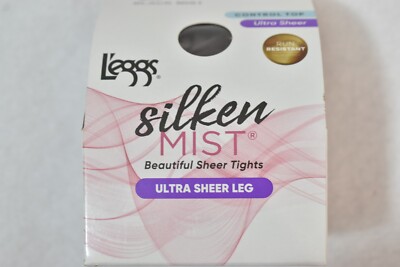 L'eggs Pantyhose Silken Mist Black Mist   Control Top  Size B  Run Resistant