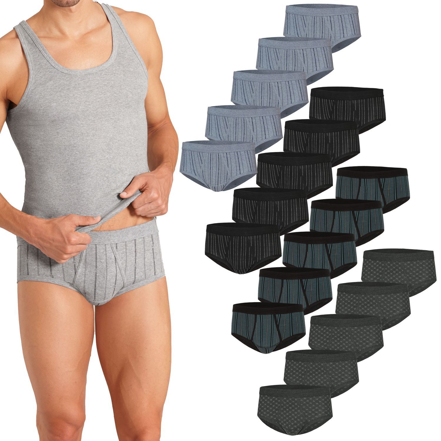 ESGE Herren Slips mit Eingriff 100% Baumwolle Unterhosen Feinripp im 5er Pack