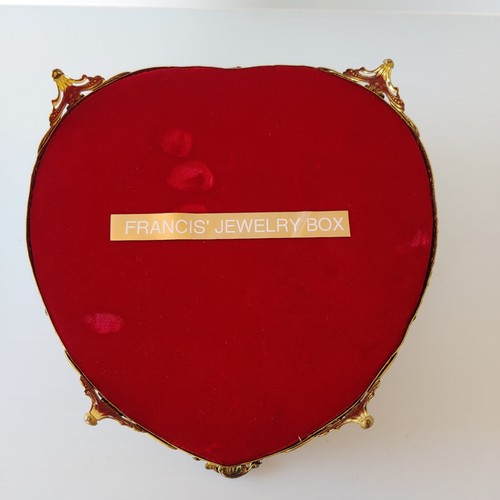 Hollywood Regency Filigree Jewelry Box Heart Shape Casket Gold Tone Large 7" VTG - Picture 14 of 19