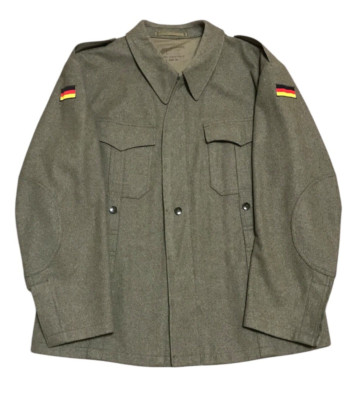 Army Military Wool Jacket Germany Flag Patches Made in Romania Size 40 Vintage