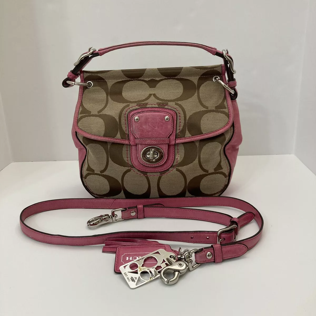 Coach Poppy Pink Monogram Shoulder Bag