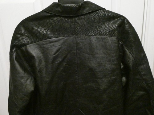 Global Identity G-III Womens Medium Black Leather Jacket Snake Trench Coat Long - Picture 11 of 15