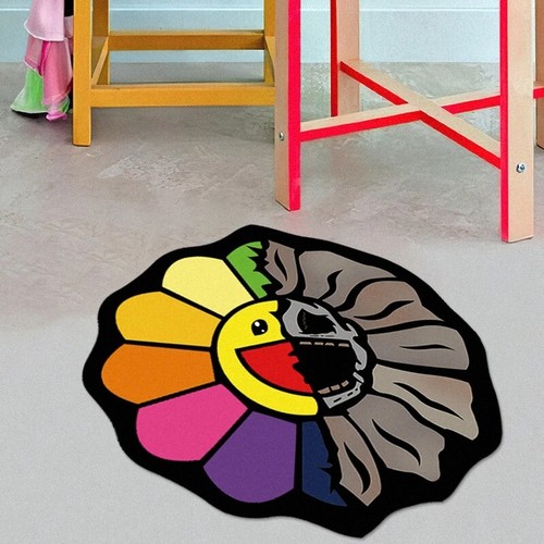 80x80cm - Custom Colorful Murakami Rug/Carpet - Soft, Sunflower, Non-Slip - Picture 3 of 6