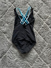 Mariia Leotard Child Medium Black With Blue Strappy Back