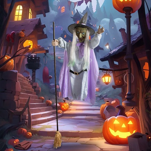 2025Halloween Animated Hovering Witch Animatronics Halloween Decorations Outdoor - Picture 3 of 18