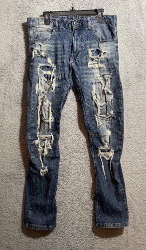 Smoke Rise Herren Jeans 34x32 Ripped Holes Blue Denim