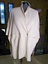 NWT Marla Wynne L Cream Ivory Knit Drama Kimono Shawl Cardigan Oversized Pocket