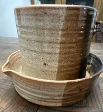 Bacon Cooker Large Stoneware Pottery  Artist Signed