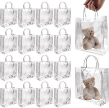 16 Pack Clear Gift Bags with Handles, 7.9" X 7.9" X 3.2" Small Reusable Plastic
