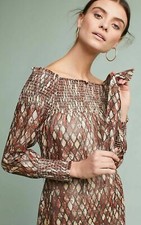 New $288 Women's Anthropologie Intropia Anise Smocked Dress size 6