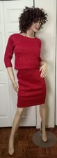 RED BERRY GLITTERY KNIT SKIRT SUIT SPECIAL EVENT COCKTAIL, FORMAL WEDDING SZ MED