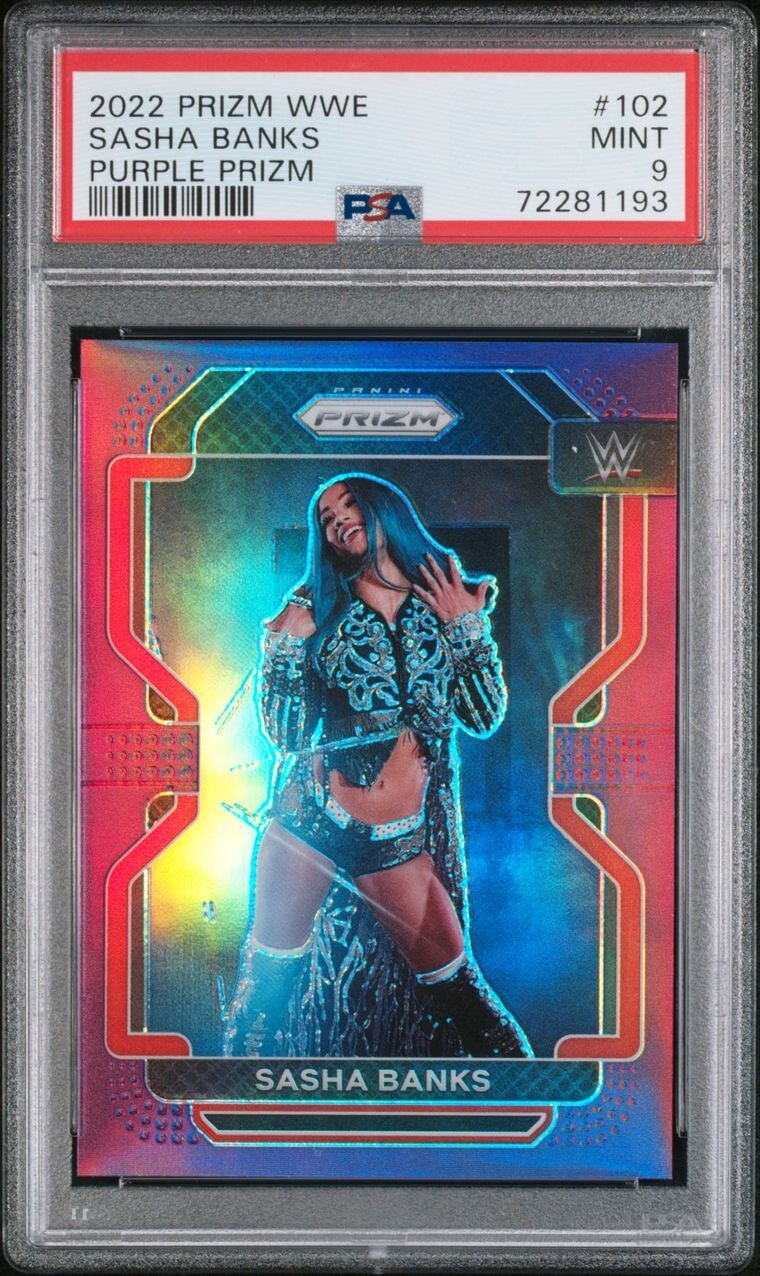 2022 Panini Prizm WWE Purple Prizm /149 Sasha Banks PSA 9 #102 Smackdown