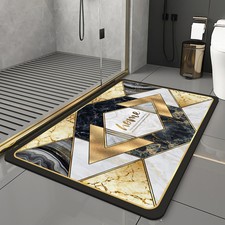 Marble Bathroom Shower Rugs Floor Bath Mats Non-slip Super Absorbent Quick Dry