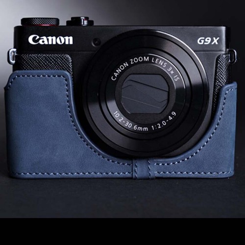 Media cubierta bolsa hecha a mano de cuero genuino para cámara para Canon G9X mark II - Imagen 10 de 15
