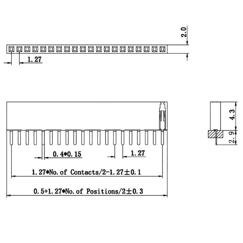 Male Female Header Pins Socket Single Row Connector Strip 2~40 Pin 1.27 mm Pitch - Image 2 of 4