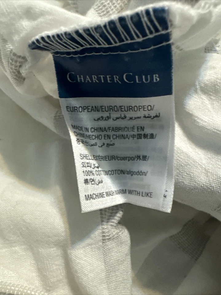 Xadrez Charter Club Damask Designs Seer Sucker Euro Sham 26x26 algodão branco - Imagem 3 de 4