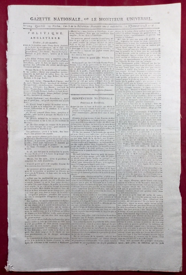 Thomas Hardy 1795 Baxter Tooke Richter Joyce Tribunal Révolutionnaire - Photo 1/4