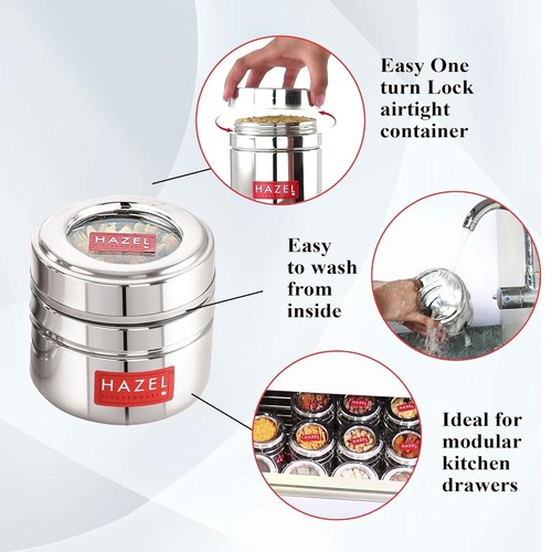 Set Mit 12 Edelstahl Klein Behälter Küche 200 ML Jedem Transparent Deckel - Bild 3 von 5