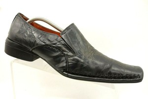 Robert-Wayne-Romeo-Black-Leather-Square-Toe-Cross-Loafers-Shoes-Men-039-s-11