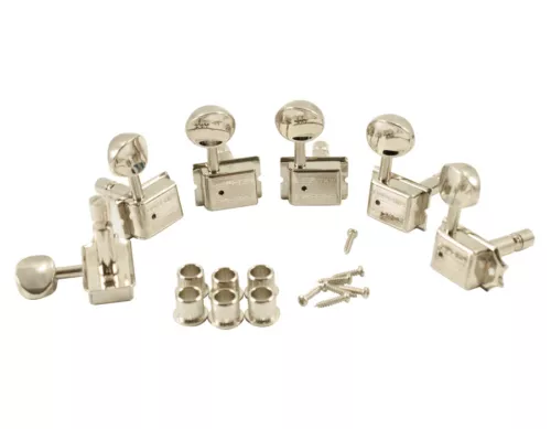 Kluson Traditional 6 in line Oval Metal Btn Nickel Locking Tuner KDL-6B-NMDR