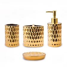 Bathroom Accessories Set Complete, Ceramic 4 Piece Bathroom Set Accessories B...