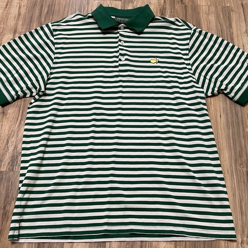 Masters Collection Golf Polo Shirt Men's Large 60s Two Ply Green White Striped - Bild 2 von 11