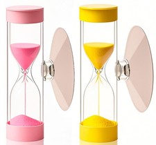 Set of 2 3 Minute Sand Timer for Shower Small Hourglass with Suction Cup
