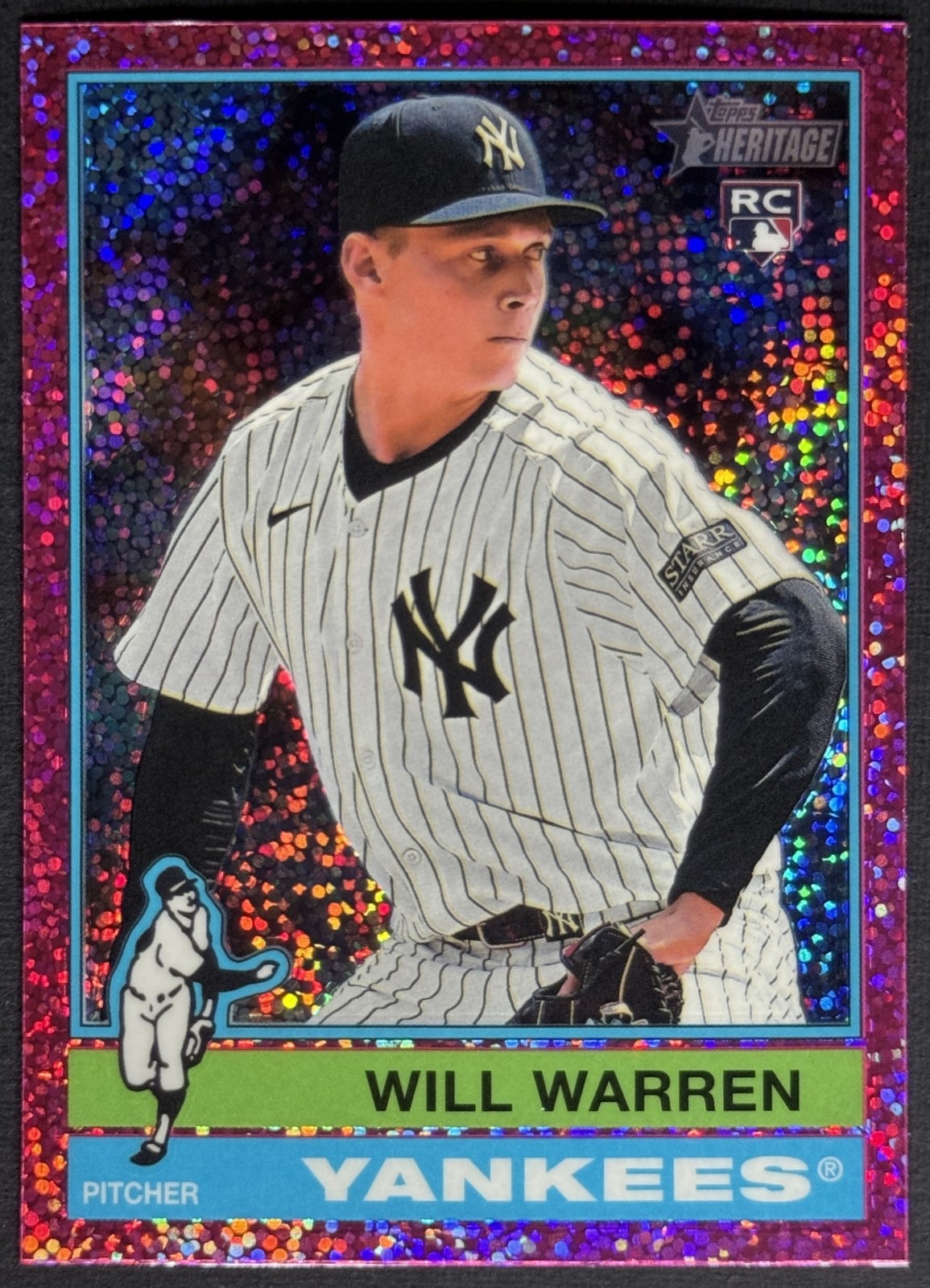 2025 Topps Heritage Will Warren Chrome Pink Sparkle Refractor #281 RC Yankees