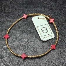 enewton Gold Filled Beaded Stretch Bracelet Whit Red Crosses. E44.0827