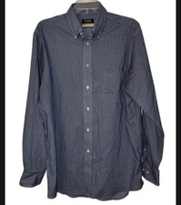Chaps Blue Gingham Comfort Stretch Size 16.5 Long-Sleeve 34/35 Men's Shirt