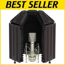 Portable 5-Panel Vocal Isolation Shield for Superior Sound Clarity in Recordings