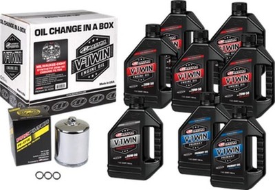 Maxima 90-129018PC V-Twin Sythetic Oil Change Kit M8 Chrome Filer