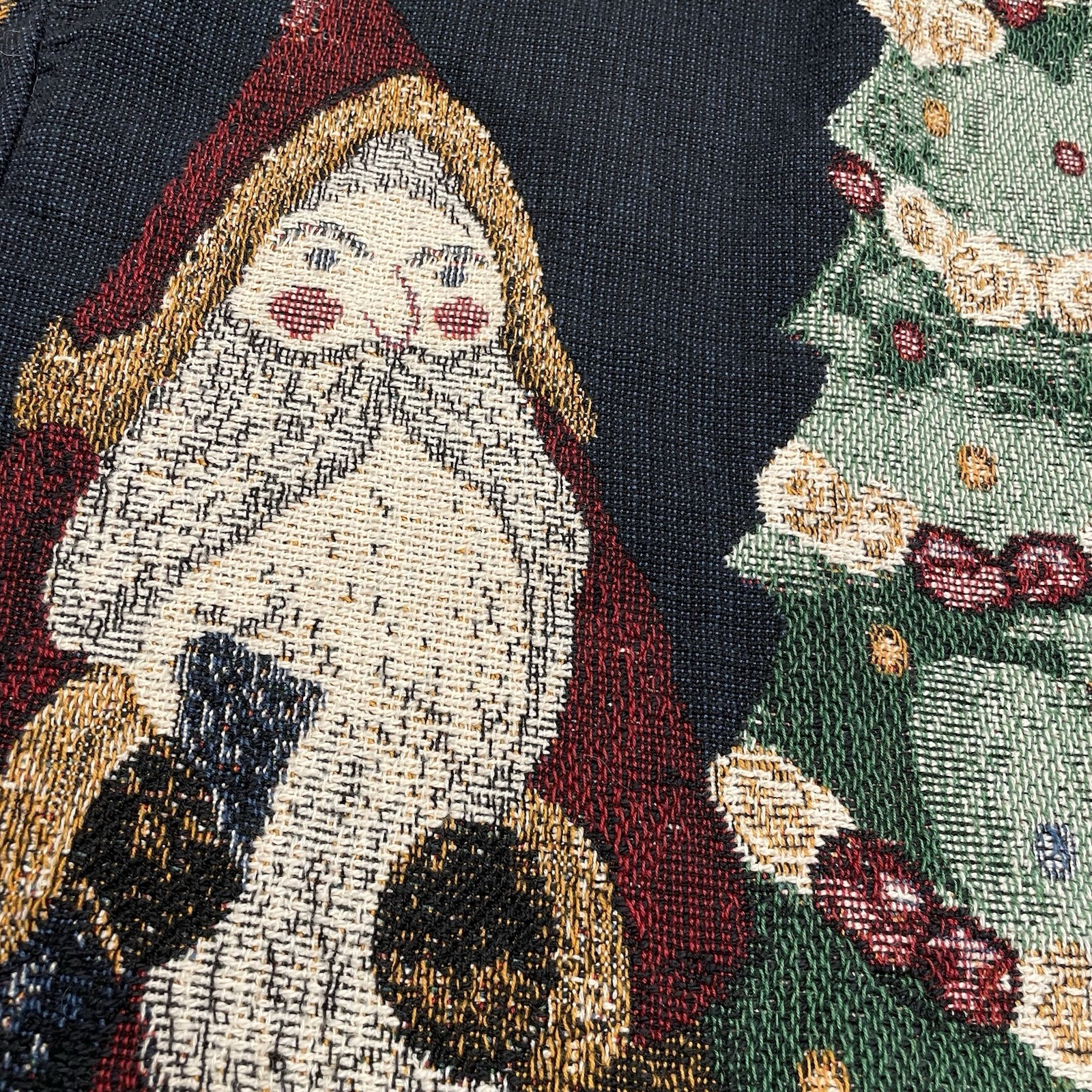 Sugar Street Weavers Vtg Tapestry Holiday Top OS Seasons Greetings Christmas image 7
