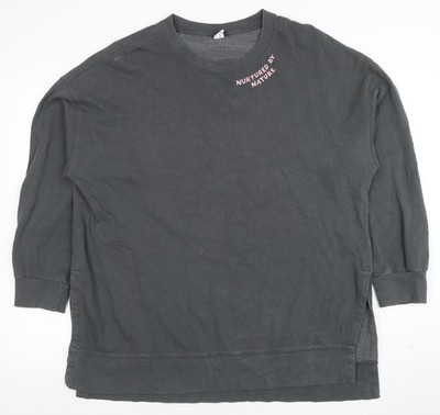 Old Navy Damen Pullover Sweatshirt grau Grafik Gr. L Baumwollmischung