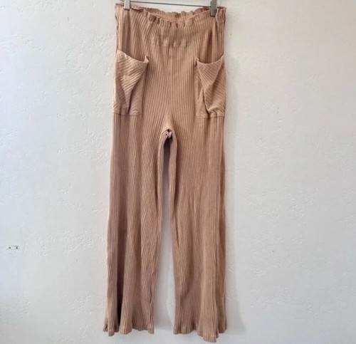 Free People Movement Medium Blissed Out Wide Leg Pants Ribbed Boho Beach Y17 - Picture 4 of 7