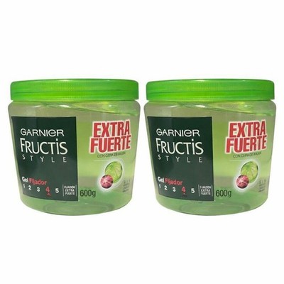 Pack of (2) New Garnier Fructis Gel Fijador Extra Fuerte, Hair Gel 600 g