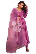GoSriKi Women's Rayon Viscose Solid Anarkali Kurta with Pant  Dupatta