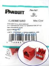 Panduit CJ5E88TGRD Cat5e Mini-Com Jack Red STSI