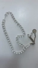 Clear Crystal Islamic Prayer Beads Misbaha Tasbih Rosary Handmade Gift 33 Beads