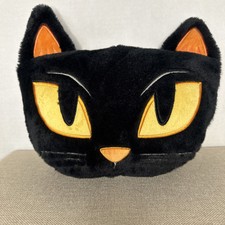 Halloween Hide  Eek Black Cat Head Plush Throw Pillow Holiday Home Bedding