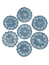 7 Pcs Blue Lace Doilies 4  Lace Coaster Placemats Crochet Doilies for Table